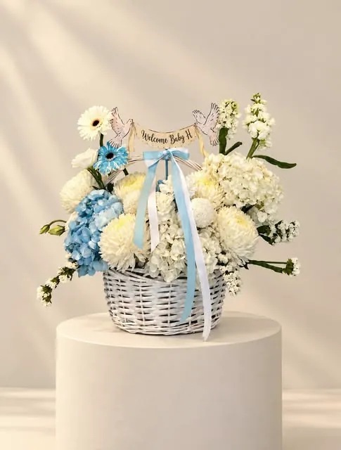 Welcome basket, baby blue